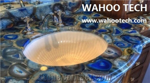 Blue Agate Semiprecious Stone Bath Vanity Tops/Blue Semiprecious Stone Vanity Tops/Blue Semiprecious Stone Bathroom Countertops