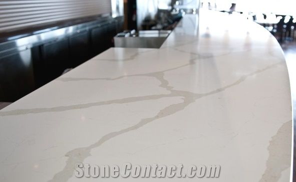 Calacatta White Quartz Stone Bar Top/Calacatta White Engineered Quartz Bench Tops/ Calacatta White Quartz Kitchen Tops/ Calacatta White Quartz Bench Tops/ Calacatta White Quartz Desk Kitchen Counterto