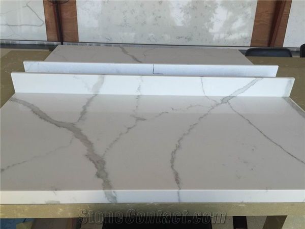 Calacatta White Quartz Stone Bar Top/Calacatta White Engineered Quartz Bench Tops/ Calacatta White Quartz Kitchen Tops/ Calacatta White Quartz Bench Tops/ Calacatta White Quartz Desk Kitchen Counterto
