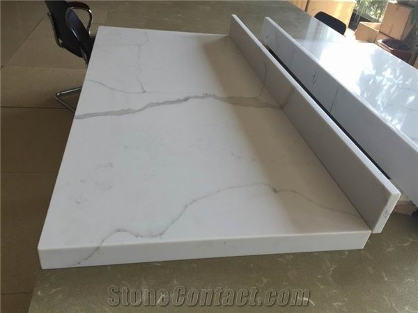 Calacatta White Quartz Stone Bar Top/Calacatta White Engineered Quartz Bench Tops/ Calacatta White Quartz Kitchen Tops/ Calacatta White Quartz Bench Tops/ Calacatta White Quartz Desk Kitchen Counterto