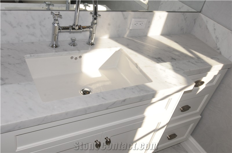 Carrara White Marble Bathroom Vanity Tops/Carrara White Marble Countertops/Carrara White Stone Marble Bath Tops/Carrara Bianco White Marble Bathroom Vanity Tops