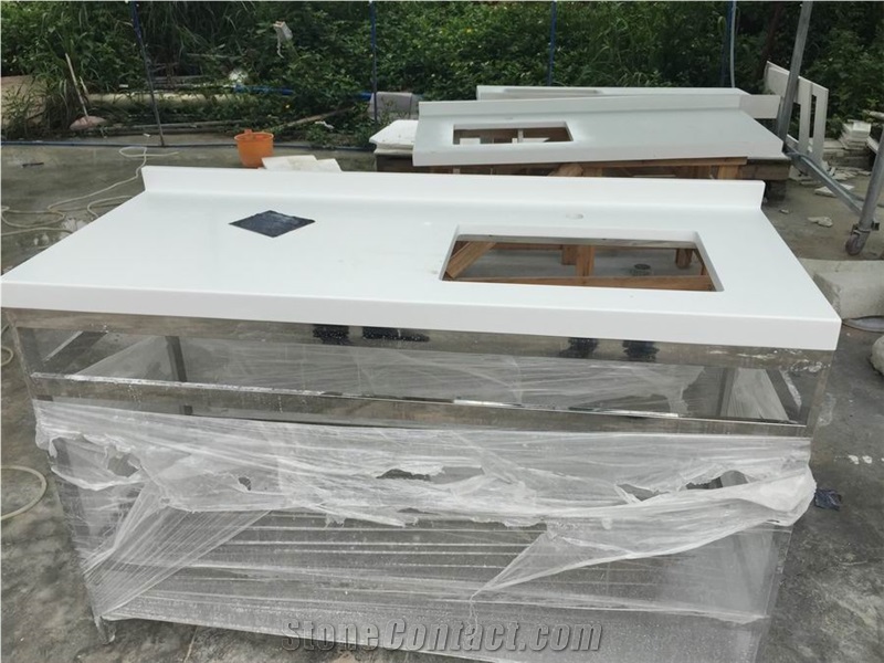 Pure White Engineered Stone Vanity Tops/Pure White Artificial Stone Bathroom Top/Pure White Artificial Stone Bath Tops /Engineered Stone Quartz Bathroom Tops/White Quartz Stone Tops