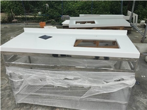 Pure White Engineered Stone Vanity Tops/Pure White Artificial Stone Bathroom Top/Pure White Artificial Stone Bath Tops /Engineered Stone Quartz Bathroom Tops/White Quartz Stone Tops