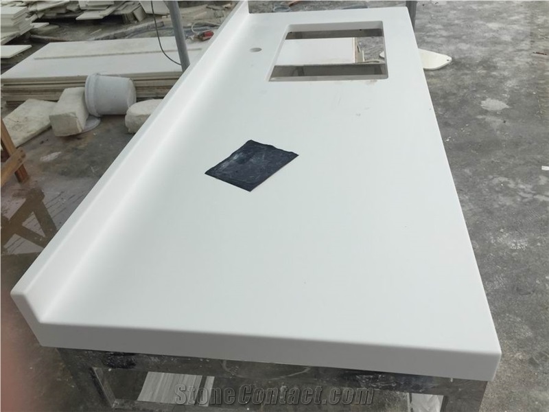 Pure White Engineered Stone Vanity Tops/Pure White Artificial Stone Bathroom Top/Pure White Artificial Stone Bath Tops /Engineered Stone Quartz Bathroom Tops/White Quartz Stone Tops