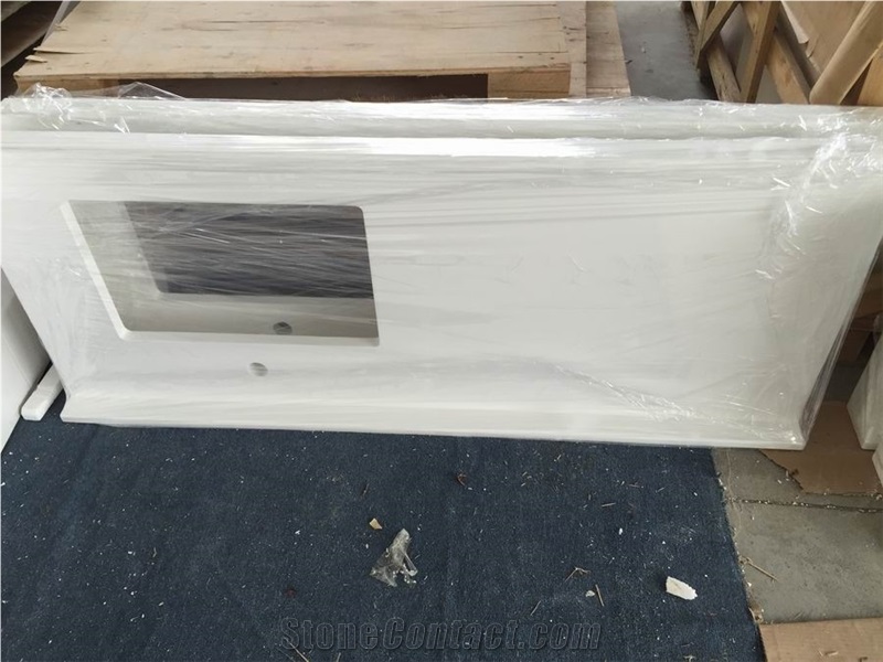 Pure White Engineered Stone Vanity Tops/Pure White Artificial Stone Bathroom Top/Pure White Artificial Stone Bath Tops /Engineered Stone Quartz Bathroom Tops/White Quartz Stone Tops