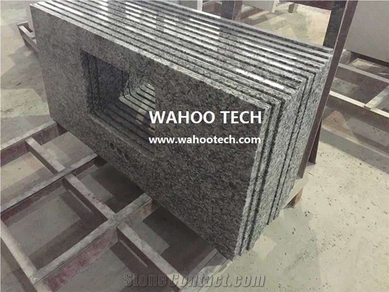 Spray White Granite Vanity Top/ Spray White Granite Bath Top/ Spray White Granite Bathroom Vanity Top/ Spray White Granite Bathroom Countertop/ Spray White Granite Bathroom Top