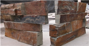 China Brown Slate Cultured Stone for Wall Cladding, Corner Stone, Loose Polygonal Stones,Loose Wall Cladding Pieces,L - Shape Corner Pieces