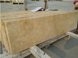 Yellow Travertine Stairs & Step, China Travertine, Cut-To-Size, Stair, Risers, Honed