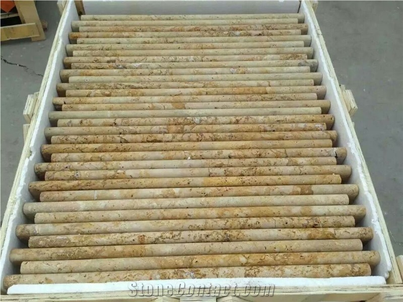Yellow Travertine Stairs & Step, China Travertine, Cut-To-Size, Stair, Risers, Honed