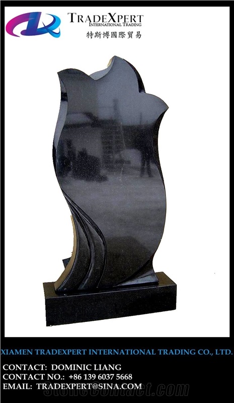 Black Granite European and Ameriacan Style Headstone, Tombstone, Monument, Memorial and Cemetery
