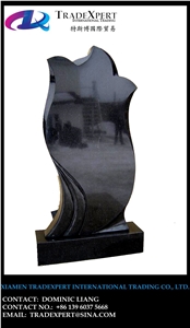 Black Granite European and Ameriacan Style Headstone, Tombstone, Monument, Memorial and Cemetery