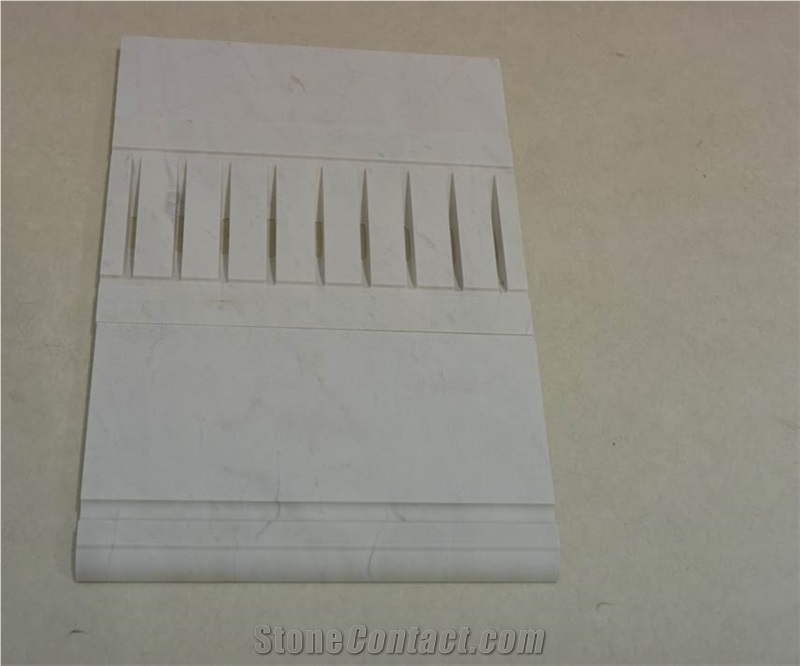 Naxos White Marble Pool Overflow Drainage Grate, Bianco Naxos Marble Pool Coping