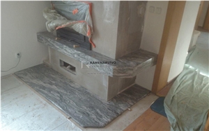 China Juparana Granite Fireplace Design