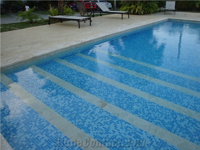 Caribbean Coral Stone Honed and Filled Pool Coping Bullnose