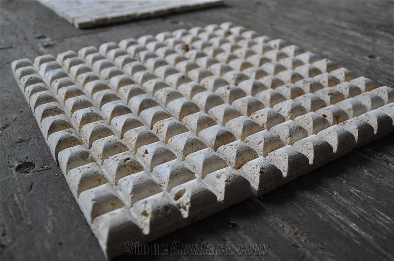 Natural Coral Stone Pyramid Mosaic