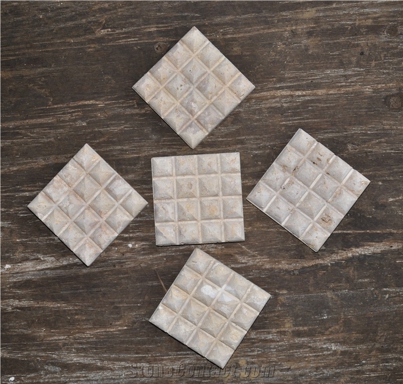 Natural Coral Stone Pyramid Mosaic
