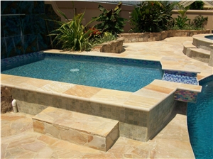 Yellow Quartzite Pool Deck Pavers and Pool Coping Bullnose Yellow Quartzite Pool Deck Pavers and Pool Coping Bullnose