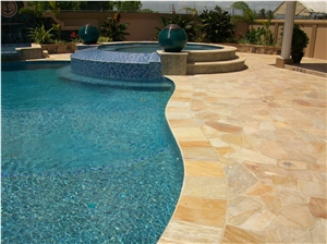 Yellow Quartzite Pool Deck Pavers and Pool Coping Bullnose
