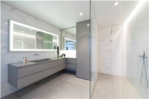 Bath Design, Custom Bathroom, White Stone Bathroom Design