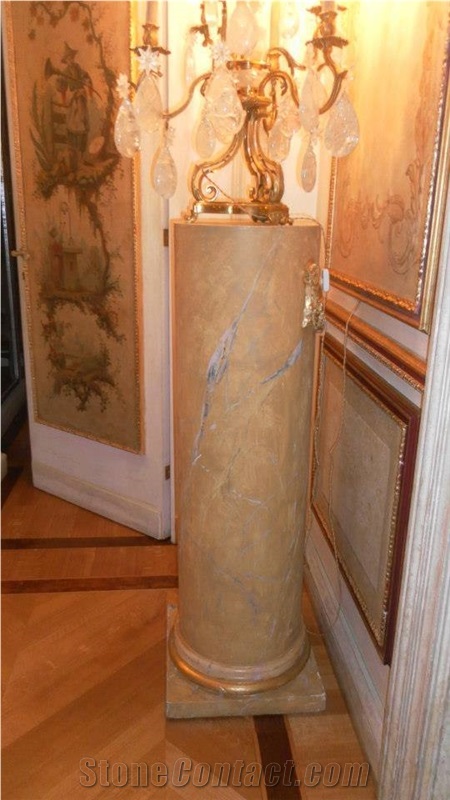 Giallo Siena Avorio Marble Pedestal Column