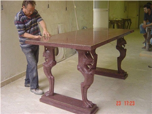 Porfido Rosso Hand Carved Table