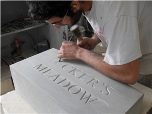 Owers Whitbed Limestone Lettering Relief & Etching, White Limestone Engravings