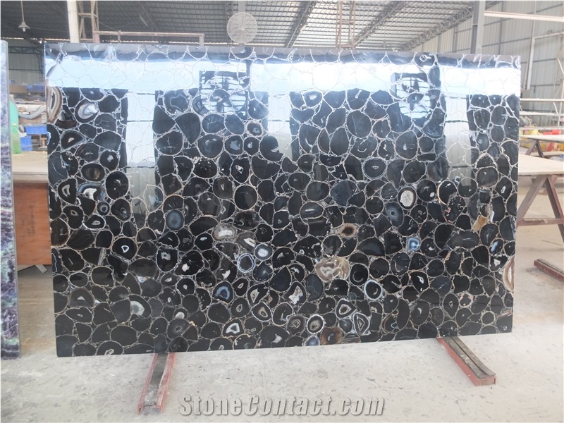 Black Agate Slab & Tile - Semi Precious Gemstone Semiprecious