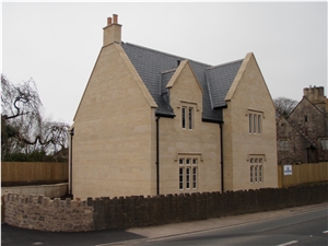 Doulting Stone Ashlar House Project, Beige Limestone Building & Wallings