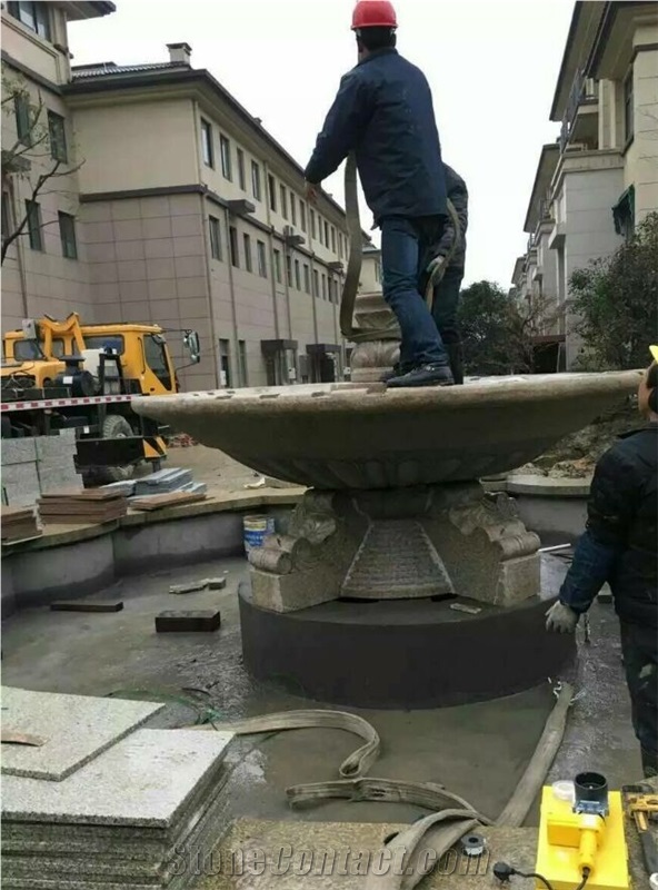 China Grey Granite Garden Fountains Exterior Fountains,Beige Marble Exterior Fountains