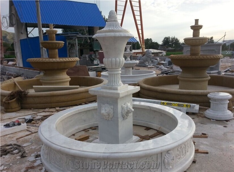 China Grey Granite Garden Fountains Exterior Fountains,Beige Marble Exterior Fountains