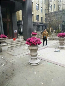 Gardens Series, China Grey Granite Flower Pot, Outdoor Garden Old Stone Flower Pots