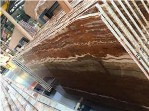 Iran Red Onyx Slabs & Tiles, Iran Brown Onyx Slabs for Niche Wall, Special Pattern Interesting Brown, Red Onyx