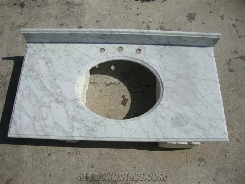 White Carrara, White Marble Bath Tops,Oriental White Marble Vanity Tops, China Carrara White Marble Vanity Tops, Grey Veins White Marble Vanity Tops,Vanity Top with Beveled Edge