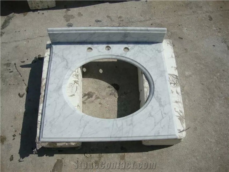 White Carrara, White Marble Bath Tops,Oriental White Marble Vanity Tops, China Carrara White Marble Vanity Tops, Grey Veins White Marble Vanity Tops,Vanity Top with Beveled Edge