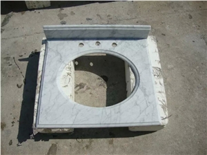 White Carrara, White Marble Bath Tops,Oriental White Marble Vanity Tops, China Carrara White Marble Vanity Tops, Grey Veins White Marble Vanity Tops,Vanity Top with Beveled Edge