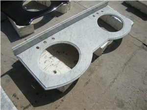 White Carrara, White Marble Bath Tops,Oriental White Marble Vanity Tops, China Carrara White Marble Vanity Tops, Grey Veins White Marble Vanity Tops,Vanity Top with Beveled Edge