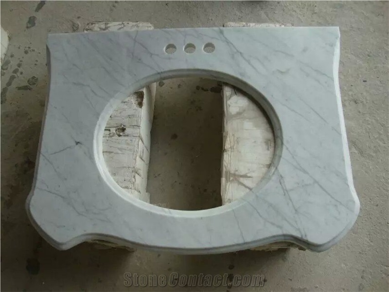 White Carrara, White Marble Bath Tops,Oriental White Marble Vanity Tops, China Carrara White Marble Vanity Tops, Grey Veins White Marble Vanity Tops,Vanity Top with Beveled Edge
