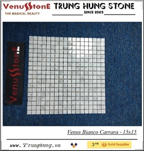 15*15 Bianco Carrara Polished Marble Mosaic Tiles, White Marble Mosaic Italy