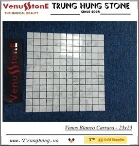 15*15 Bianco Carrara Polished Marble Mosaic Tiles, White Marble Mosaic Italy