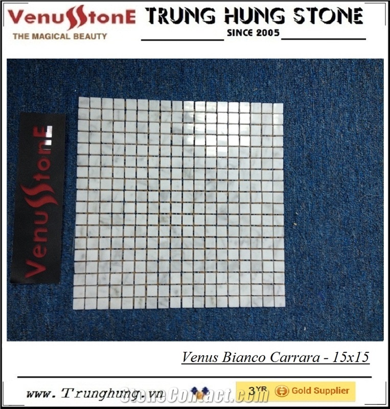 23*48 Bianco Carrara Polished Marble Mosaic Tiles, White Marble Mosaic