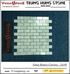 Bianco Carrara Polished Roman Pattern Mosaic Tiles, White Marble Wall Mosaic Italy