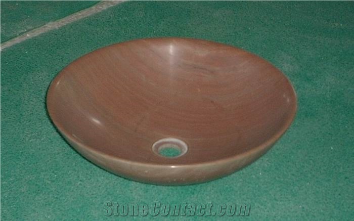 Natural Stone Marble Bathroom Wash Sinks, Kitchen Vessel Round Basins, Marble Round Sink, Outdoor & Indoor Polished Surface Wash Bowls Basins