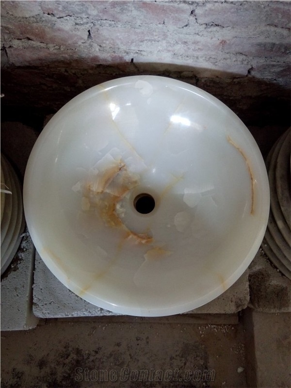 White Onyx Sink & Basins,Polished White Onyx Round Sinks,Wash Basins