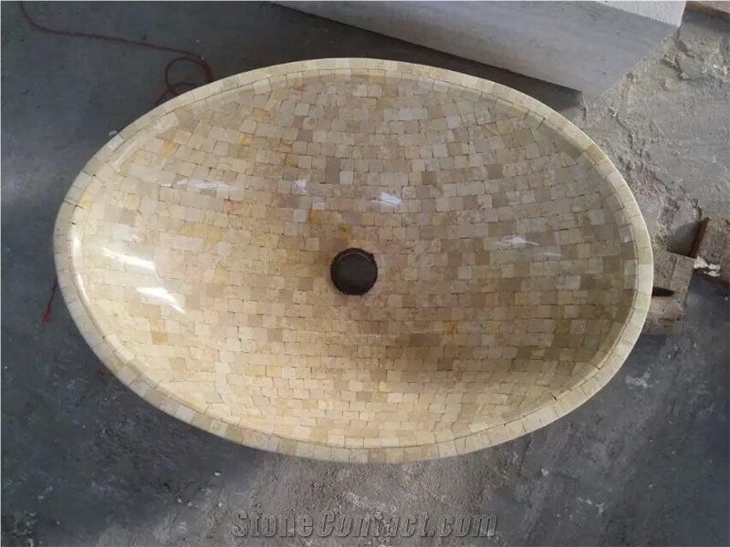 White Onyx Sinks & Basins, White Onyx Mosaic Round Basins, Onyx Bathroom Sinks, Vessel Sinks