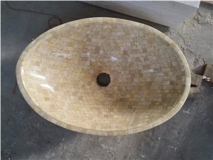 White Onyx Sinks & Basins, White Onyx Mosaic Round Basins, Onyx Bathroom Sinks, Vessel Sinks