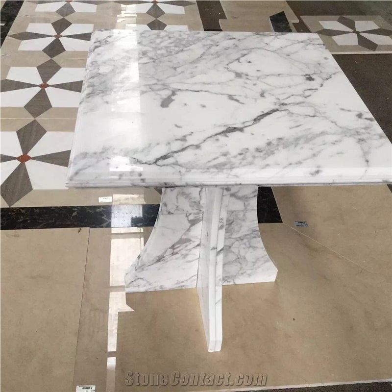 Cheap Price-Bianco Statuario Carrara Marble Interior Round Table Top/Square Tabletops Home Decor Inlay