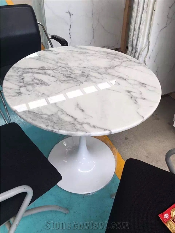 Cheap Price-Bianco Statuario Carrara Marble Interior Round Table Top/Square Tabletops Home Decor Inlay