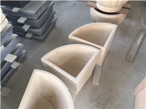 Natural Beige Limestone Half Round Stone Sinks,Farm Basins, Wash Basins for Washroom Mop Pool Natural Beige Limestone Half Round Stone Sinks,Farm Basins, Wash Basins for Washroom Mop Pool