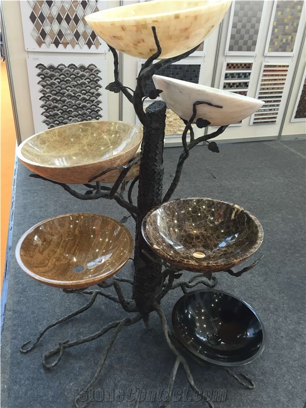 Natural Beige Limestone Half Round Stone Sinks,Farm Basins, Wash Basins for Washroom Mop Pool