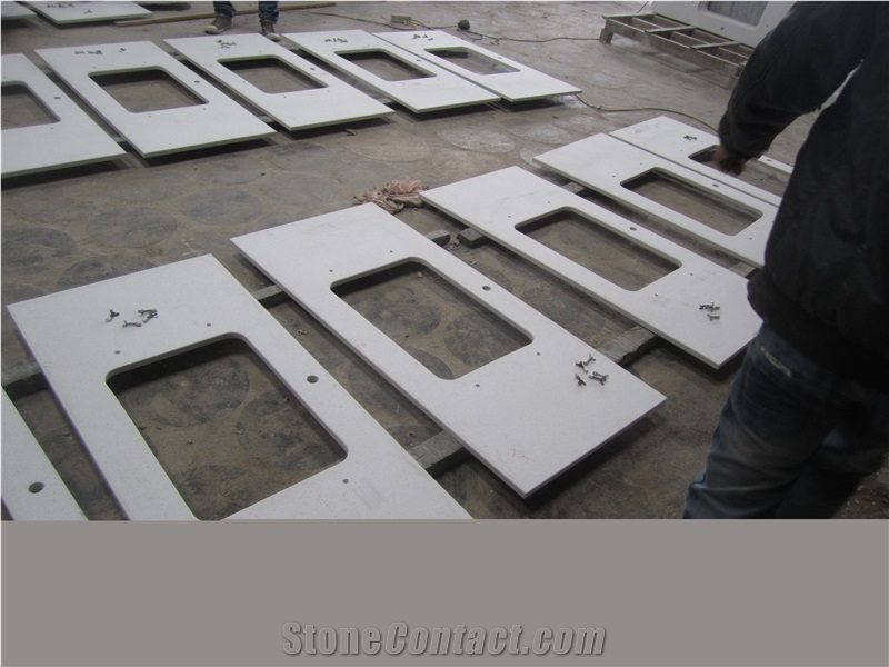 White Quartz Stone Bath Tops